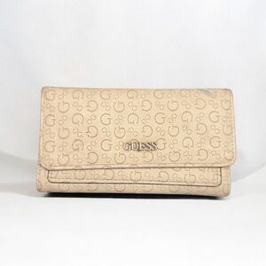 GUESS Beige Monogram Clutch